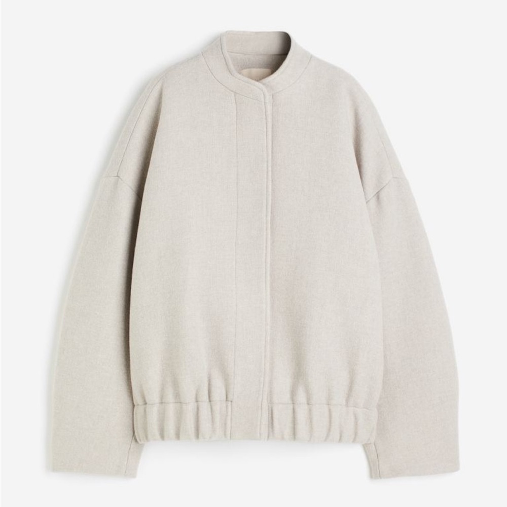Oversized wool blend bomber jacket
